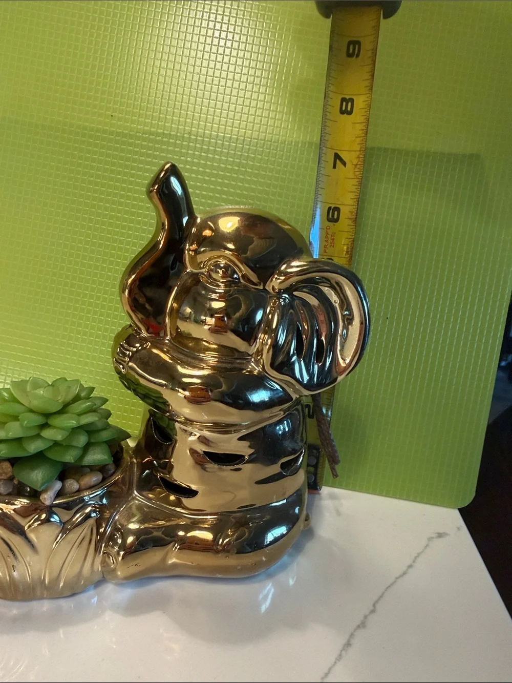 MGC Home Decor Gold Elephant Figurine that potpourri see bag & faux succulent